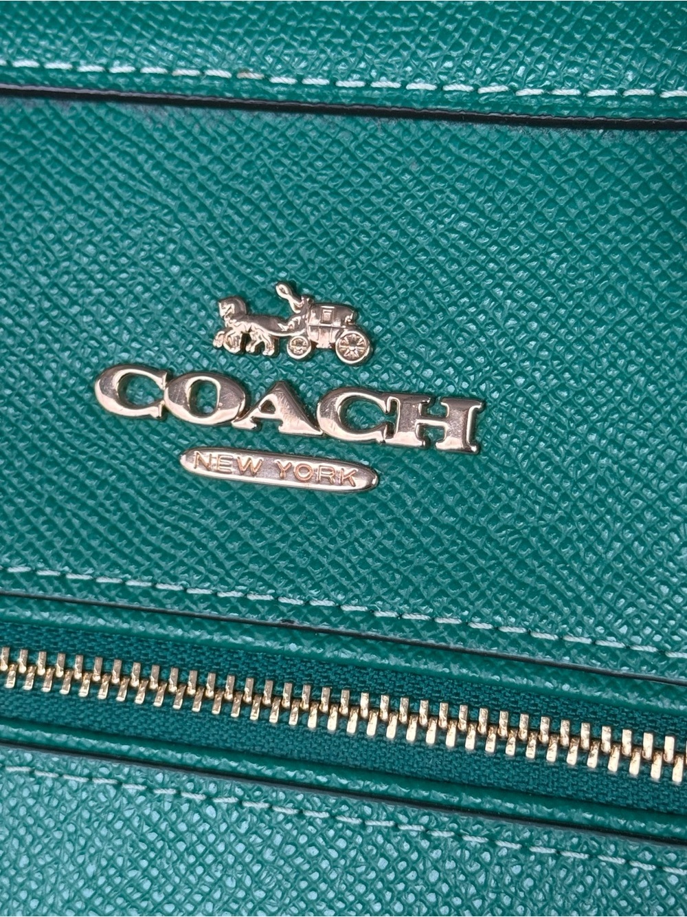 Coach Emerald Green Leather Medium Rowan with Gold Charm Chain. - Picture 13 of 14